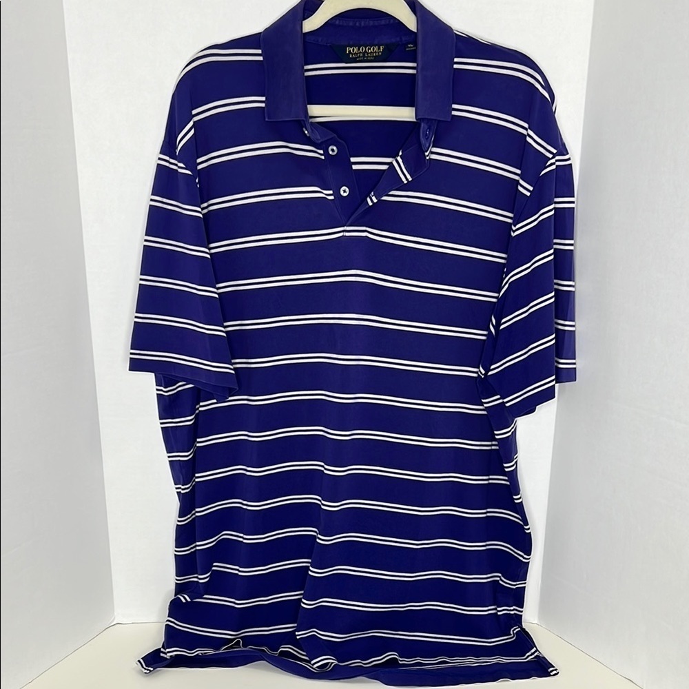 Ralph Lauren Polo Golf Striped Purple Shirt Mens Vintage XL